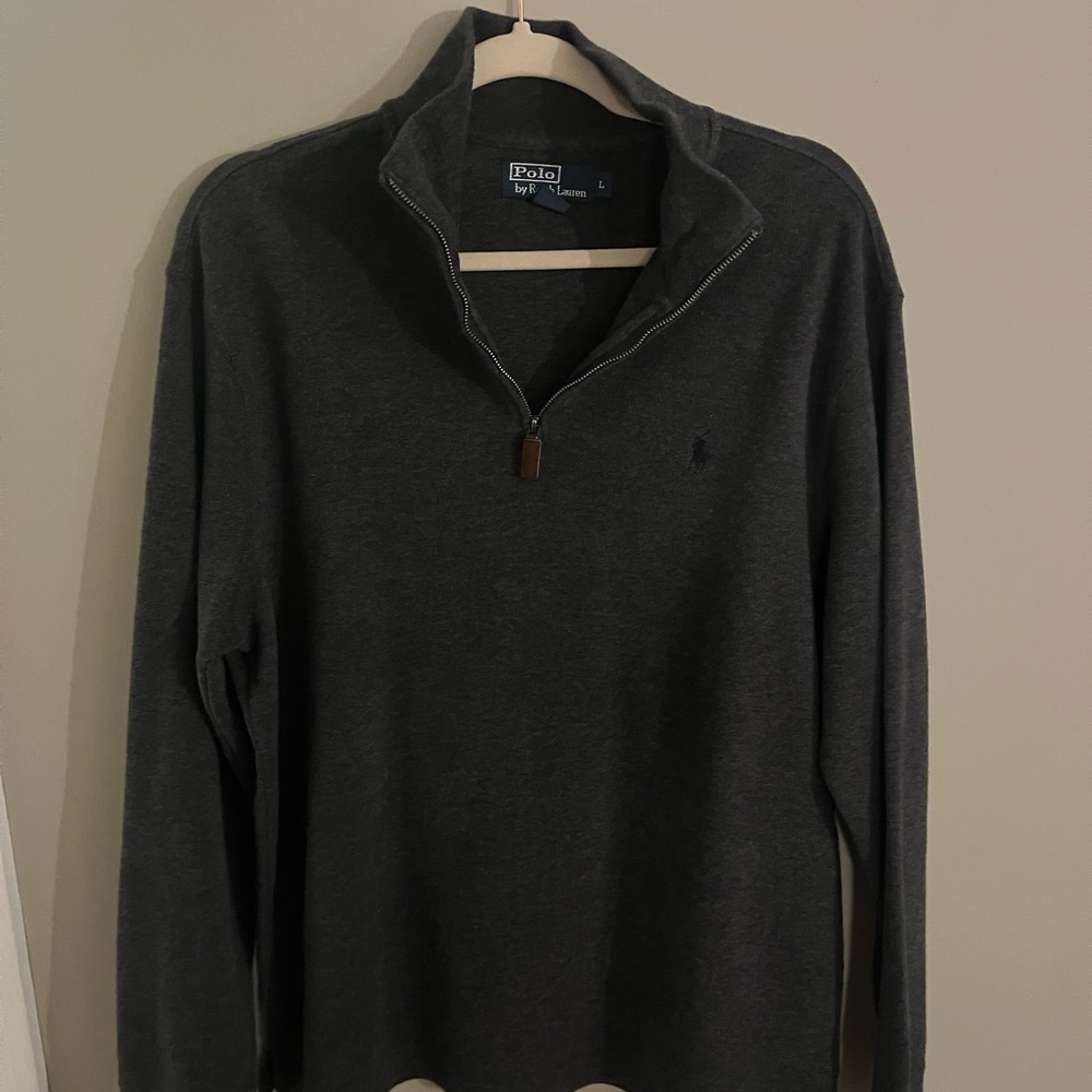 Ralph Lauren Men's Charcoal Zip-Up Sweater